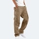 thumbnail image 2 of Pantalones cargo para hombre: múltiples bolsillos, cintura con cordón, tejido, estilo informal/deportivo para acampadas/senderismo., 2 of 8