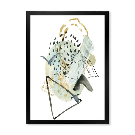 Designart 'Mountain Bird With Gouache Of Abstract Landscape' Modern Framed Art Print
