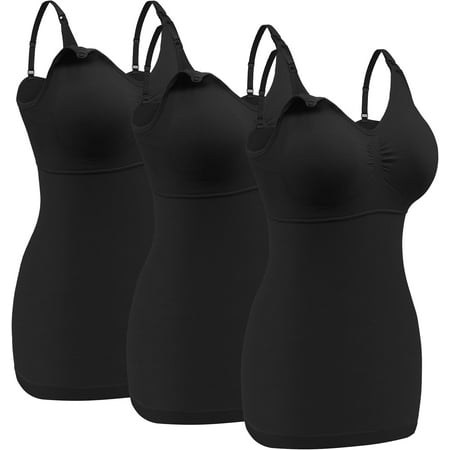 3 Pack Maternity Nursing Tank Tops for Breastfeeding Womens Nursing Maternity Cami Built in Bra Sleep Bra M