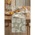 thumbnail image 3 of Summer Marine Life Table Runner, Graffiti Corals Shell Sea Starfish Gray Green Cotton Linen Kitchen Table Decoration Washable Dining Tabletop Runners for Home Party Decor 13x108 Inches, 3 of 9