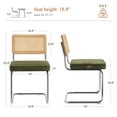 thumbnail image 5 of Zesthouse Rattan Dining Chairs Set of 2, Modern Linen Upholstered Dining Room Chairs with Cane Back and Chrome Legs, Mid Century Kitchen Chairs for Living Room, Green, 5 of 14