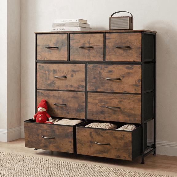 Fabric Dresser Multifunction Tower 9 Drawers
