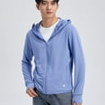 thumbnail image 3 of Men's Delicate Hooded Sun Protection Tops Casual Solid Color Long Sleeve with Pockets Seaside Sunwear Jacket, 3 of 3