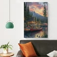 thumbnail image 4 of Canvas Print Beautiful Lakehouse in The Mountains with A Red Canoe Canvas Wall Art Cabin Life Wall Art for Bathroom 12x18inch Hanging in Office Dining Room Kitchen Living Room Bedroom, 4 of 8