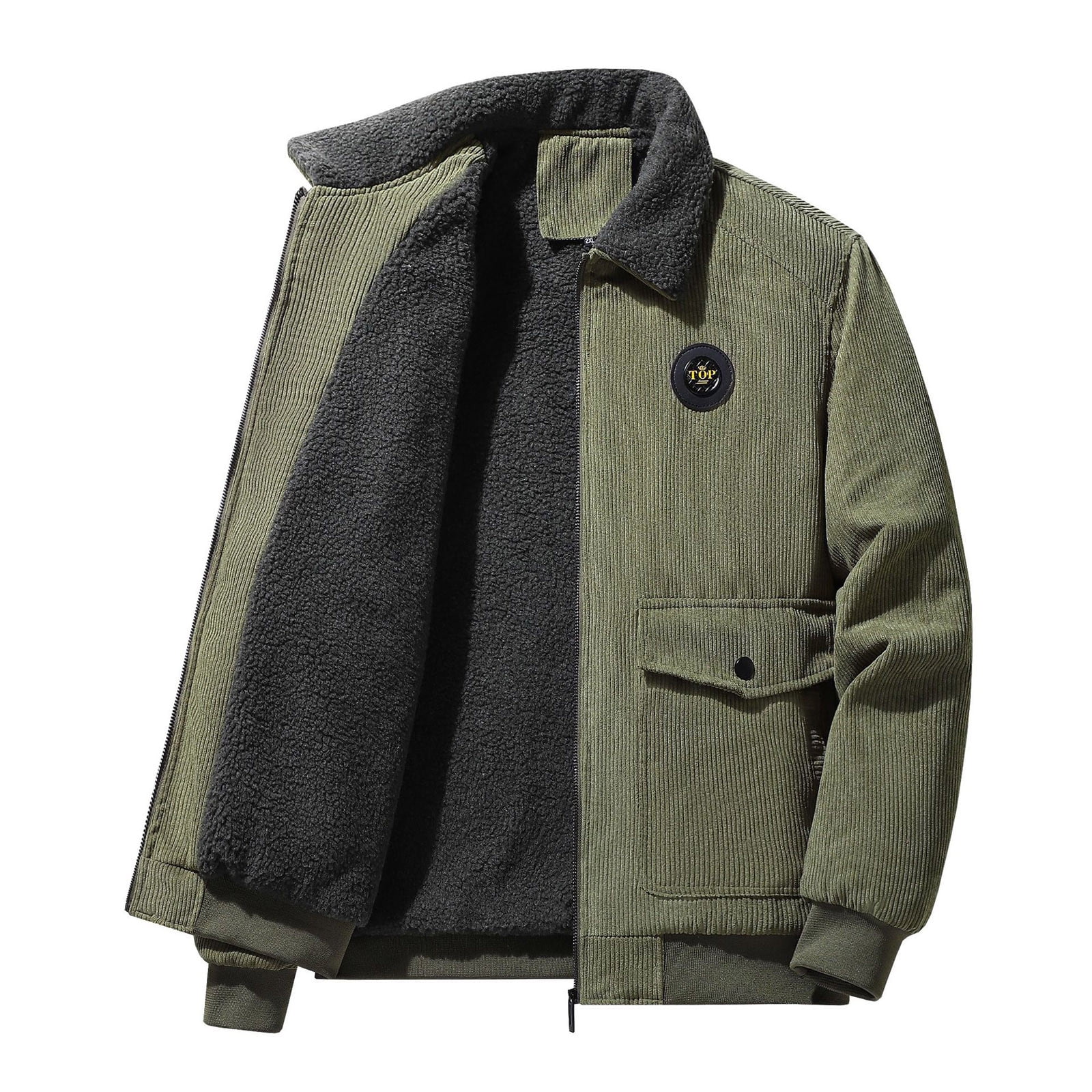 FAJHHA Men s Jacket Men s Coat Men s Lightweight Jackets Clearance Sales Today Deals Prime Men s Fashion Casual Cotton Jacket Corduroy Velvet Thickened Long Sleeve Lapel Oversize Coat Walmart