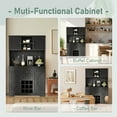 thumbnail image 3 of 74" Coffee Bar Cabinet, Farmhouse Large Kitchen Hutch with Wine Racks and Microwave Stand, Tall Pantry Buffet Cabinet with Barn Doors & Shelves & Drawers for Home, Black, 3 of 7