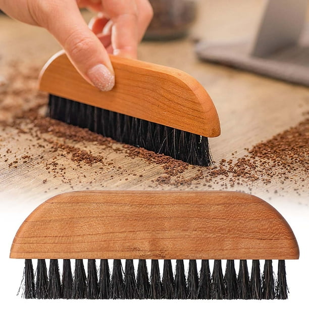 Juego de cepillos para molinillos de café | Cepillo de limpieza de café en polvo con mango de madera | Cepillo de mano de nogal y cerdas para el mantenimiento de la máquina de espresso | Herramienta