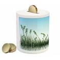 thumbnail image 2 of Landscape Piggy Bank, Scenery of a Lake Bushes Grass with Reflection Floral Art Image Print, Ceramic Coin Bank Money Box for Cash Saving, 3.6" X 3.2", Pale Blue Jade Green, by Ambesonne, 2 of 4