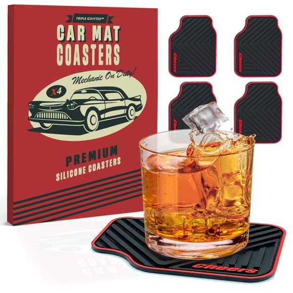 Sous-verres en Silicone Triple Gifffted, Cadeaux Amusants Gag Nouveauté pour Passionnés de Voitures et Amoureux pour Hommes Lui