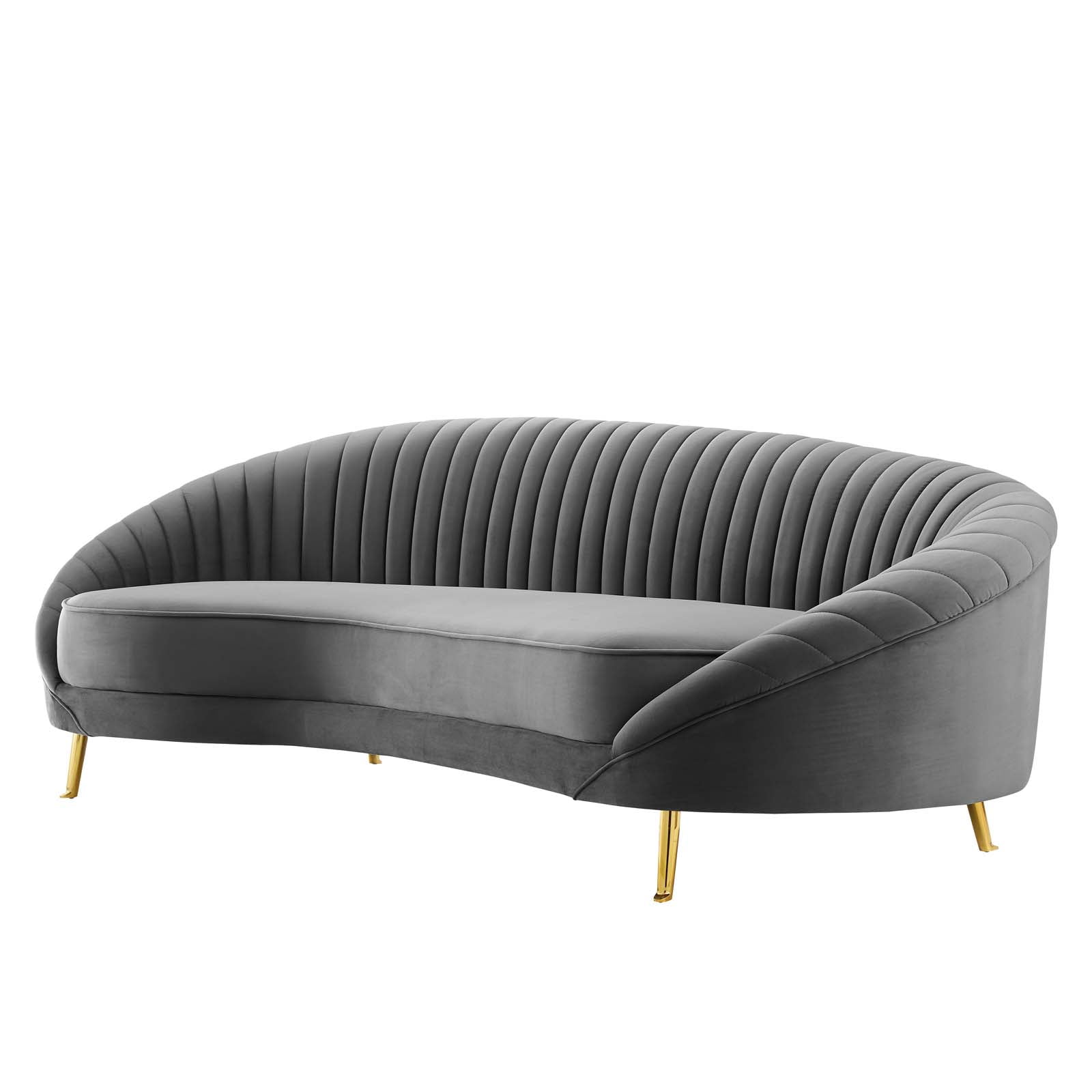 Tufted Sofa, Velvet, Grey Gray, Modern Contemporary Urban Design