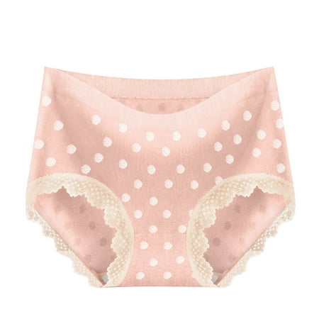 

LBECLEY Vintage Lingerie for Women Plus Size Ladies Panties Polka Dot Lace Pure Cotton Panties Women s Briefs Mid Waist Dark Lingerie Panties Pink One Size