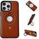 thumbnail image 2 of WarmWhisper Material de cuero con soporte plegable magnético de metal, funda de cuero de lujo con soporte invisible para iPhone 12-15 (marrón, iPhone15 Pro Max), 2 of 4