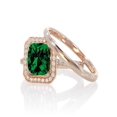 thumbnail image 2 of 1.5 Carat Princess Halo Bridal Set with Emerald and Diamond in 14k Rose Gold affordable emerald and diamond engagement ring, 2 of 2