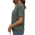 thumbnail image 5 of Women Tops Summer Sweaters Short Sleeve V Neck Shirts 2026 Spring Fashion Dressy Casual Business Tunic Blouses Dark Green L, 5 of 5
