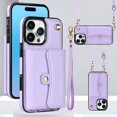 thumbnail image 1 of For Iphone 16 Pro Rfid Card Slot Phone Case With Long Lanyard(Purple),iPhone 15, 1 of 8