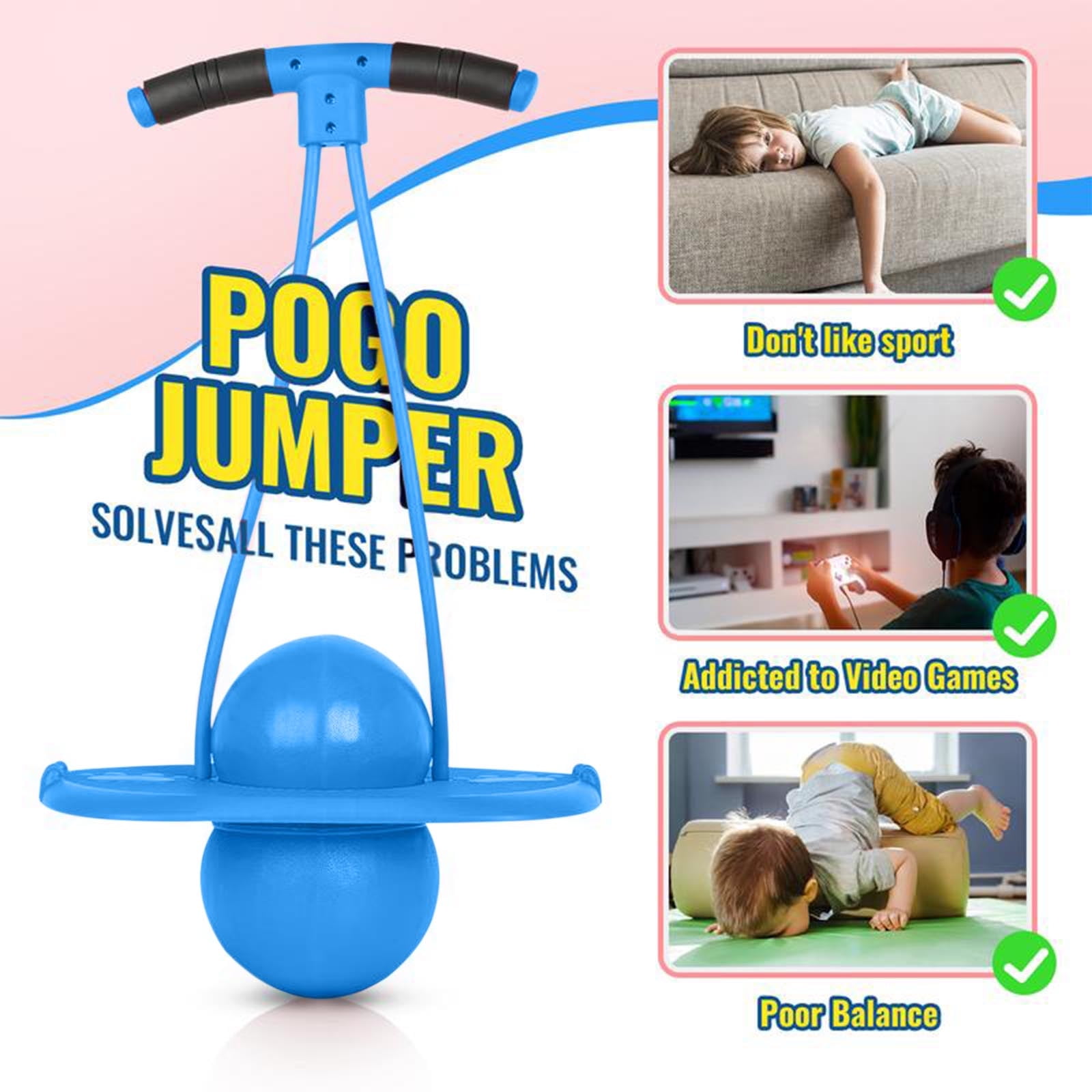 Balance Ball with Handle under $5! Yannianjz Bounce Balance Ball for Adults, Fitness Stretch Exercise Ball with Handle, Anti Slip Jump Ball for Kids and Adults, Portable Hop Ball
