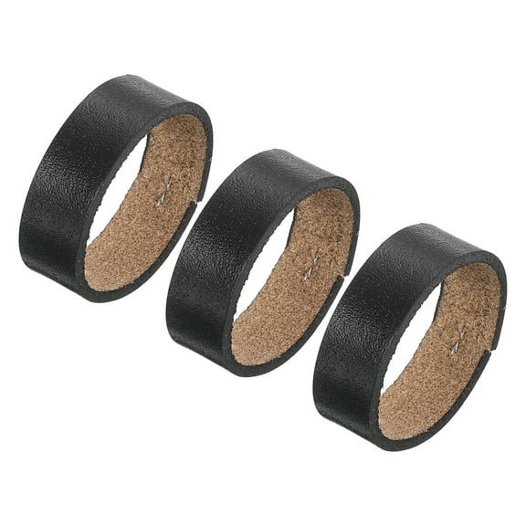 3Pack Leather Belt Loop Keepers, Fitting 3.5cm Width Belt Strap Buckles (Black)