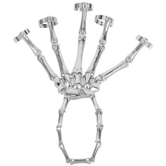GKNET Mens Rings Skull Hand Bracelet Skeleton Daily Clothing Matching Silver Man