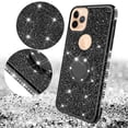 thumbnail image 3 of For Apple iPhone 13 Pro Max Ring Kickstand Glitter Cute Bling Cover for Girls Women Diamond Sparkly Compatible Case for iPhone 13 Pro Max - Black, 3 of 5