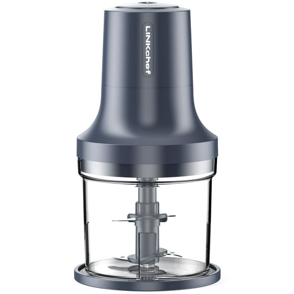 LINKChef Food Chopper, 3 Cup Food Processor, 260W Power Grinder with 4 Bi-Level Blades, Grey