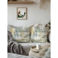 thumbnail image 2 of Outdoor Pillows Waterproof, Yellow Sage Green Grey Throw Pillows with Inserts Included, Modern Abstract Oil Painting Vintage Indoor Outdoor Decorative Lumbar Pillow for Bed/Couch/Patio 18"x18", 2Pcs, 2 of 8