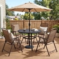 thumbnail image 2 of TLSUNNY Patio Dining Set of 5, 4 Folding Chairs and Round Metal Table W/ Umbrella Hole Outdoor Dining Furniture for Bistro, Garden, Backyard, Deck (Umbralla Not Included), 2 of 11