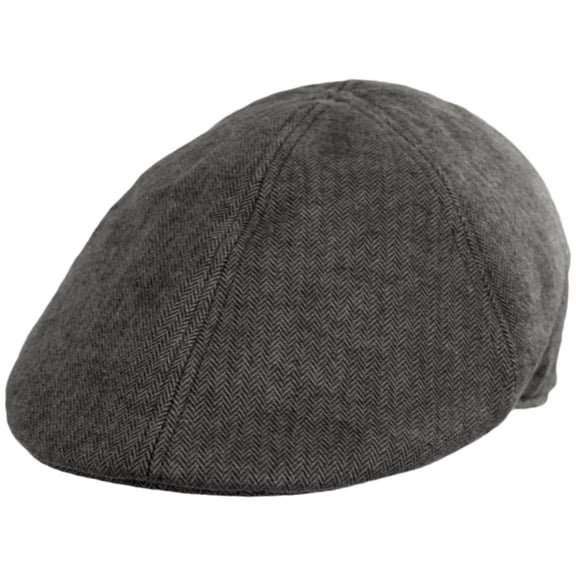 Newport Cotton Herringbone Duckbill Ivy Cap - S  - Black/Gray