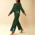 thumbnail image 2 of Two Piece Sets for Women Fall Outfits Lounge Set Casual Long Sleeve Round Neck Top Loose High Waist Wide Leg Pants 2 Piece Tracksuit, 2 of 5