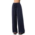 thumbnail image 2 of Women'S Striped High Waist Drawstring Wide Leg Loose Casual Trousers with Pockets Navy Blue XXL, 2 of 9