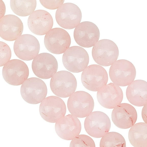 About 94 Pcs Natural Rose Quartz Beads 8mm Pink Gemstone Beads Smooth Crystal Beads Loose Spacer Round Bead (2 Strands)