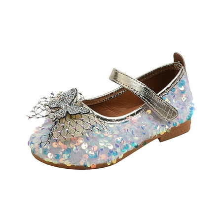 

Honeeladyy Toddler Kid Shoes Toddler Shoes Baby Girls Cute Fashion Pearl Butterfly Sequins Non-slip Small Leather Princess Shoes White Sales