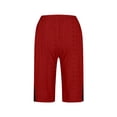 thumbnail image 5 of Miluxas Capri Pants for Women High Waist Wide Leg Eyelet Capris with Pockets Stretchy Loose Fit Casual Lounge Workout Red XXL(XXL), 5 of 6
