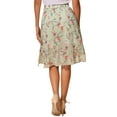thumbnail image 3 of INSPIRE CHIC Women's Floral High Waist Flowy A-Line Split Ruffle Knee Length Skirts L Light Green, 3 of 6