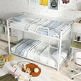 thumbnail image 1 of Gymax Twin Over Twin Low Metal Bunk Bed with Ladder Guardrails for Teens Adults White, 1 of 10