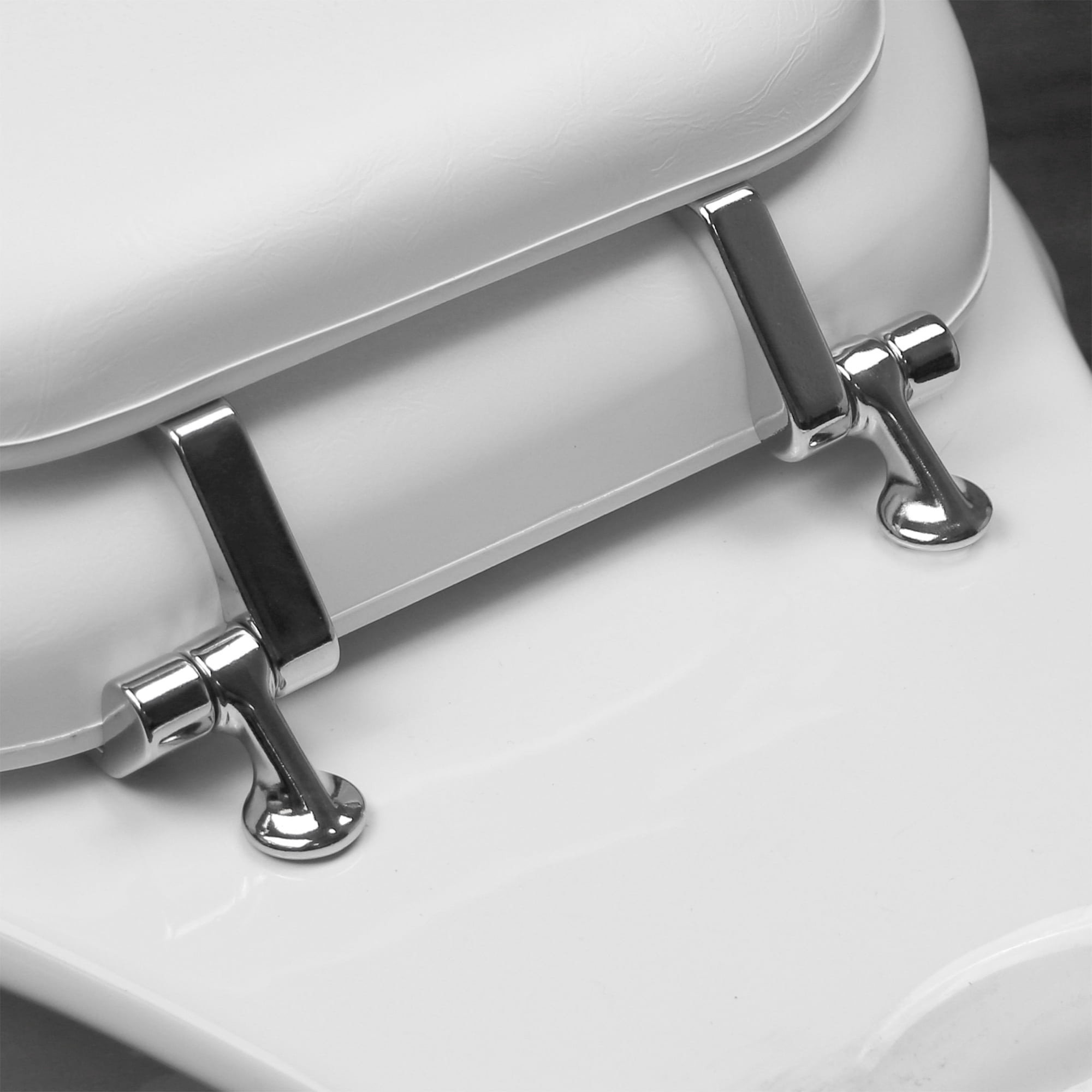 Mainstays Round Memory Foam Toilet Seat with Chrome Hinges, White