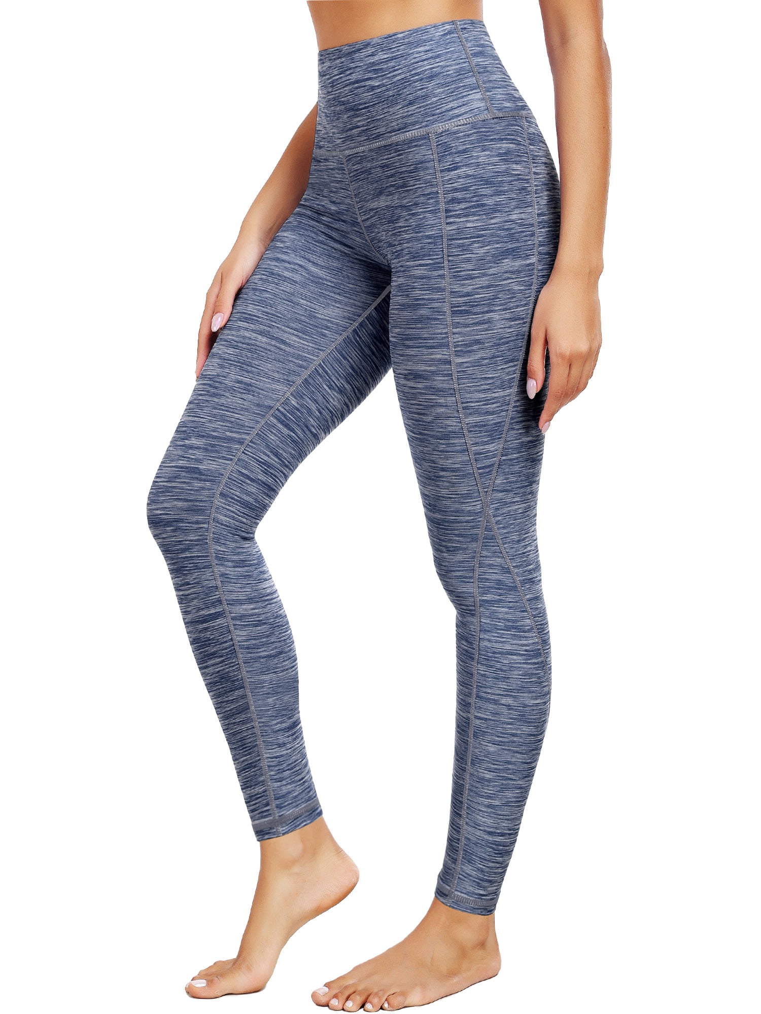 NELEUS Womens Yoga Leggings Ankle High Waist Tummy Control with Side Pocket,Black+NavyBlue,US Size S