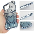 thumbnail image 5 of Compatible with iPhone 15 Pro Max Bling Case Cute Bear Shape Clear Case Detachable Gradient Glitter Paper with Beaded Bracelet Chain for Women Girls Soft TPU Electroplated Phone Cover, Blue, 5 of 6