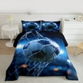 thumbnail image 2 of jejeloiu Soccer Football Sport Full Size Comforter Sets,Ball Game Gaming Bedding Sets For Kids 3-Piece, 2 of 8