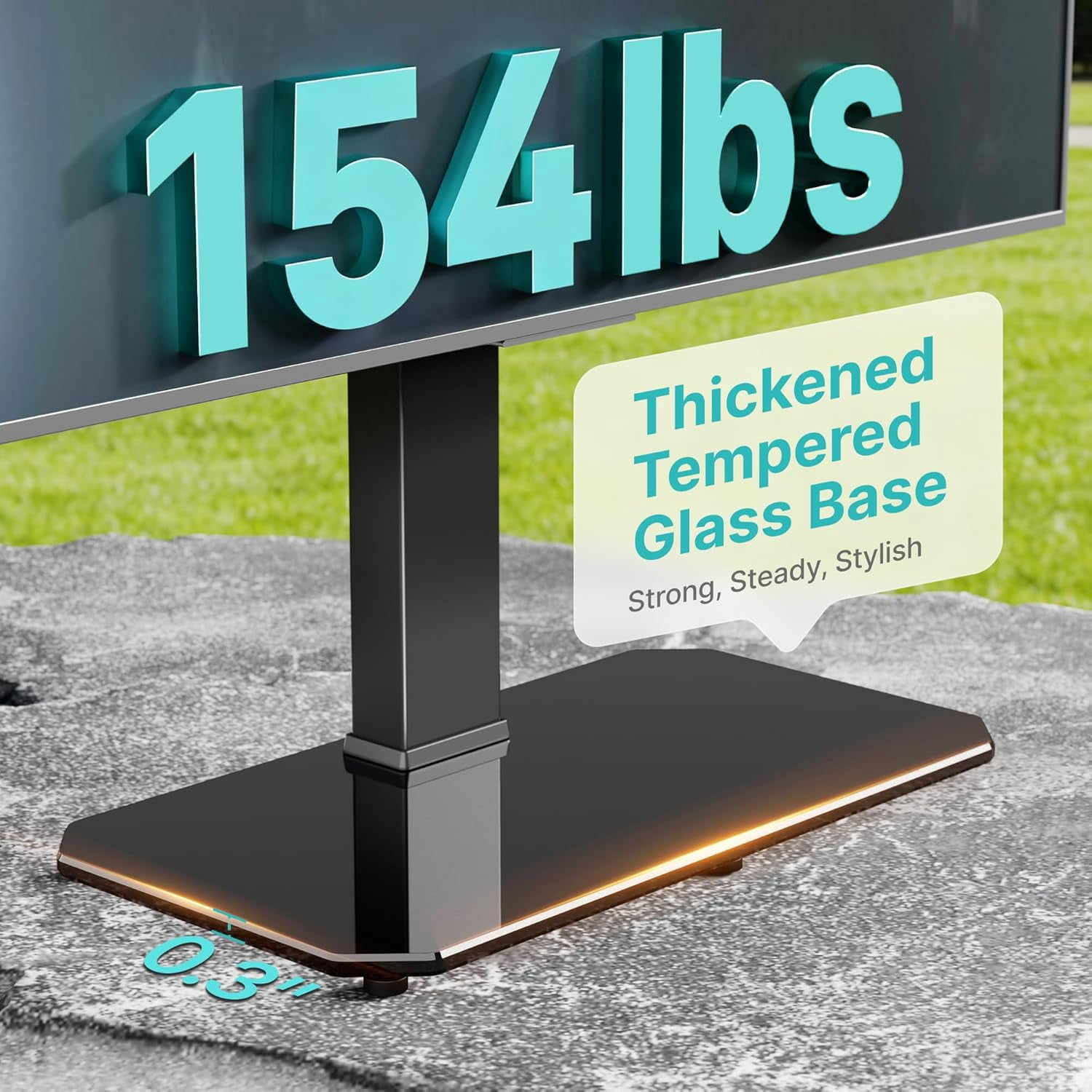 Universal Swivel TV Stand with Mount for 43–90 in TVs, Holds up to 154 lb, Height Adjustable Tabletop TV Stand with Tempered Glass Base, VESA Max 600x400mm