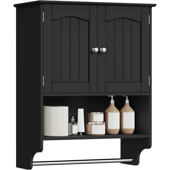 Bathroom Wall Cabinet, Over The Toilet Storage Cabinet with Towel Rack & Adjustable Shelf, Medicine Cabinet for Bathroom