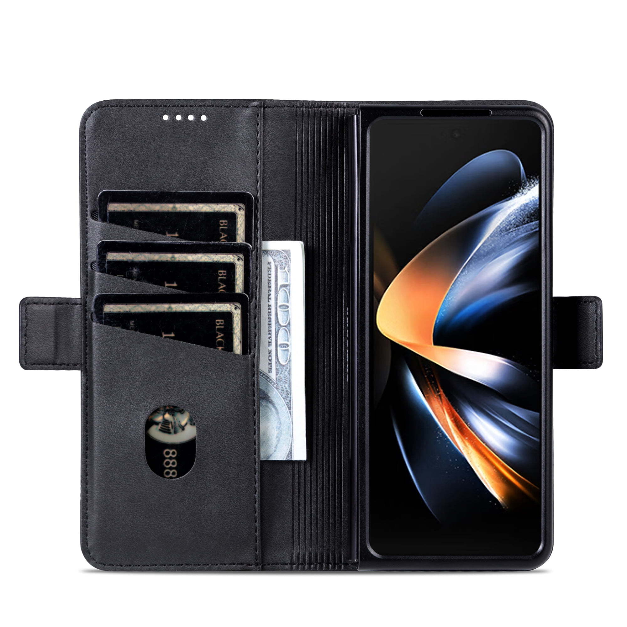 for Samsung Galaxy Z Fold 6 Case, Shockproof PU Leather Magnetic Full Body Stand Flip Wallet Case Cover with Card Holder Phone Case