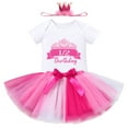 thumbnail image 2 of IBTOM CASTLE Infant Baby Girls 1/2 Birthday Outfit Princess Romper Tutu Skirt Sequin Crown Headband Clothes Set for Cake Smash Photo Prop 3-6 Months Hot Pink, 2 of 8
