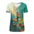 thumbnail image 5 of Spring Tops for Women Viikei Womens Tops Short Sleeve,Plus Size Tops for Women Short Sleeve V Neck Shirts,Women's New Short-sleeved V-neck Pullover Casual Printed Fashion Top Multicolor L, 5 of 7