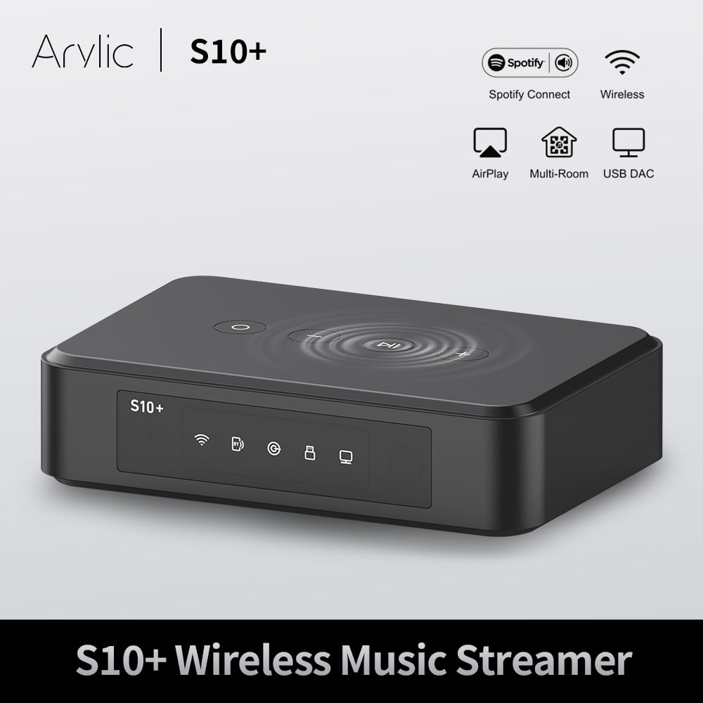 Arylic S10+ Wireless Music Streamer, WiFi Bluetooth 5.0, AirPlay & Spotify Connect, 24-bit/192kHz Hi-Res, USB DAC for Home Stereo