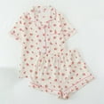 thumbnail image 2 of XIAOCHA Womens Short Sleeve Pajama Set Casual Floral Print Button Front Top And Shorts Pajamas Lightweight Comfortable Sleepwear Outfit With Pockets, 2 of 5