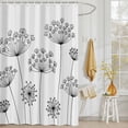 thumbnail image 3 of Shower Curtain Black Dandelion Shower Curtains for Bathroom Decor, Waterproof Polyester Shower Curtain Set with Hooks, Small Stall Size 36" x 72" White, 3 of 9