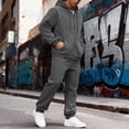 thumbnail image 4 of Delconic Mens Fleece Hoodie and Jogger Set Two Piece Casual Outdoor Sports Tracksuit with Drawstring Top and Elastic Waist Pants Gray L, 4 of 8
