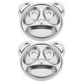 thumbnail image 1 of 2 Pcs Assiette Divisée en Acier Inoxydable Assiette de Service pour Tout-Petits Assiette pour Enfants, 1 of 5