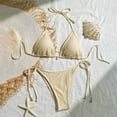 thumbnail image 4 of Womens 2 Piece Swimsuits Mesh Print Backless Adjustable Spaghetti Strap Bikini Beige Bathing Suits for Women M, 4 of 7