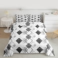 thumbnail image 2 of jejeloiu Modern Geometric Rhombus Queen Comforter Set,White Gray Bedding Comforter Set For Girls Boys Reversible 3pcs, 2 of 8